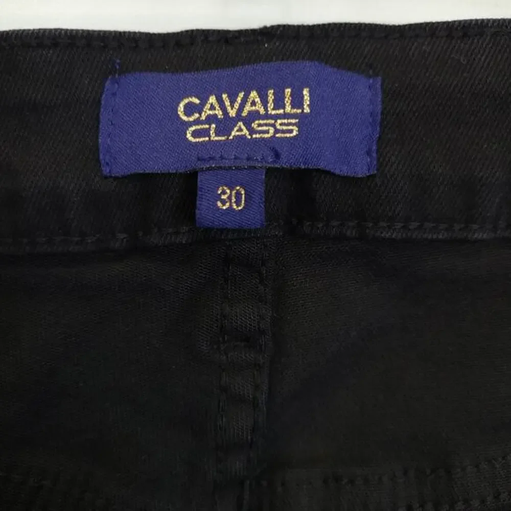 Cavalli Class Black Mid Rise‎ Jeans Ultra Slim Women 30 Distressed Raw Hem Edgy